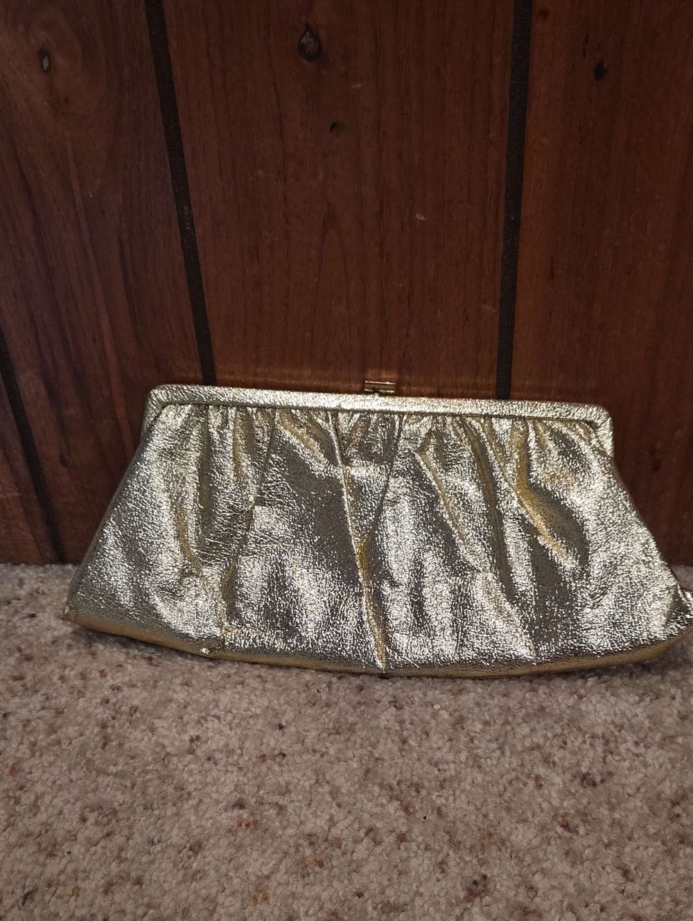 Vintage 1960s Gold Metallic Evening Clutch — Unbranded